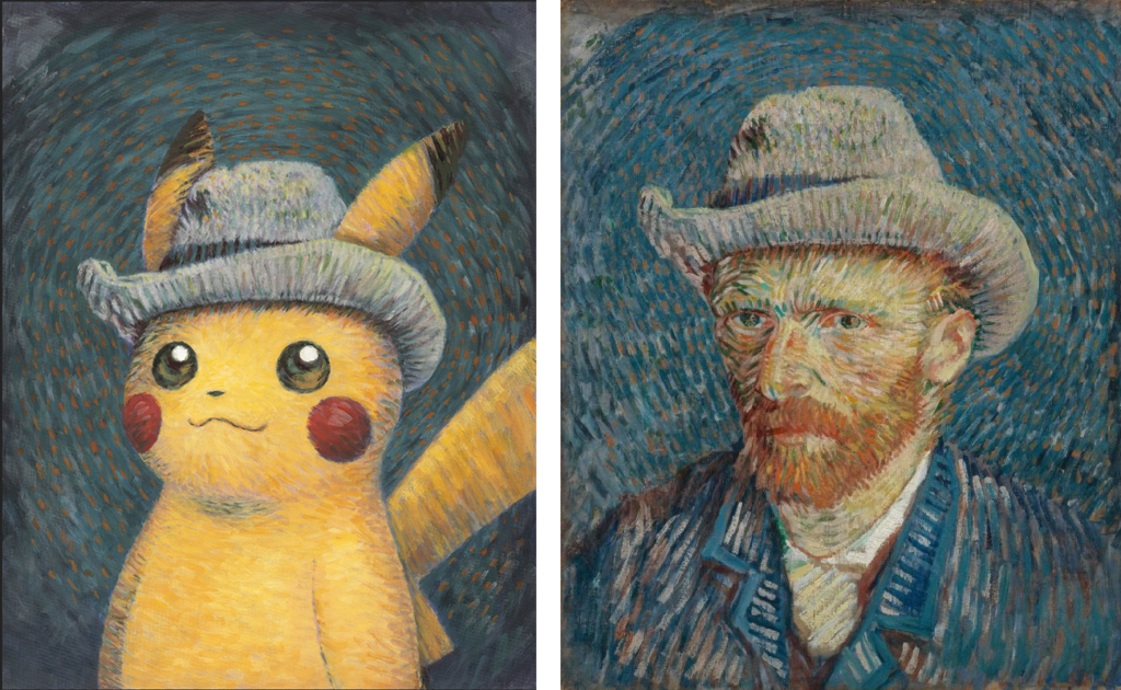 herfstvakantie 2023 Pokémon x Van Gogh Museum - Pikachu - Self-Portrait with Grey Felt Hat - Vincent van Gogh
